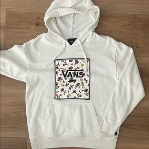 Vans Cream Hoodie with Floral Graphic XS